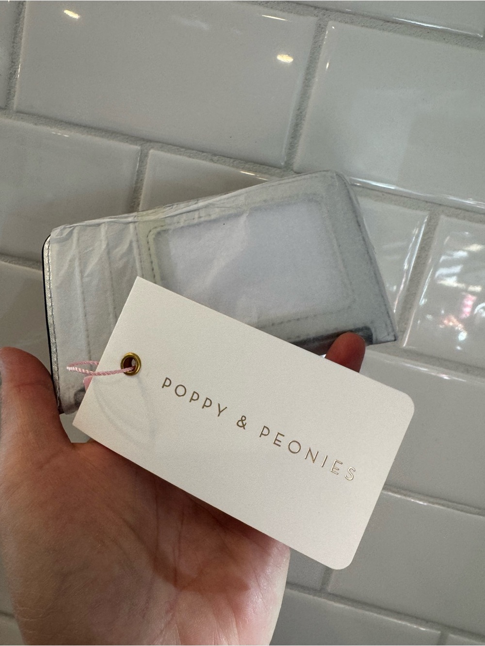 Poppy & Peonies Metallic Silver Large Card Holder - discontinued